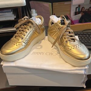 Gold metallic Jimmy Choo sneakers